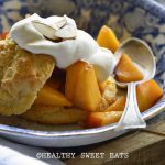 Close Up of Gluten Free Shortcake with Easy Peach Topping