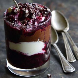 Avocado Chocolate Pudding Parfait with Easy Berry Sauce for Two (Paleo, Keto, and Vegan Friendly)