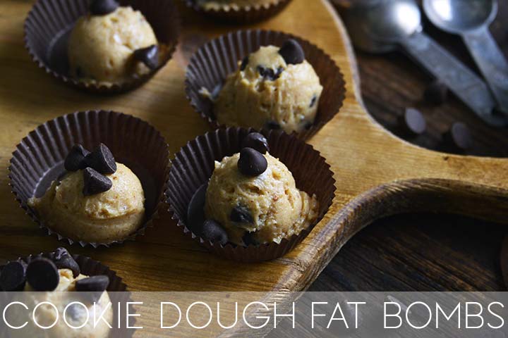 close up front view of cookie dough fat bombs